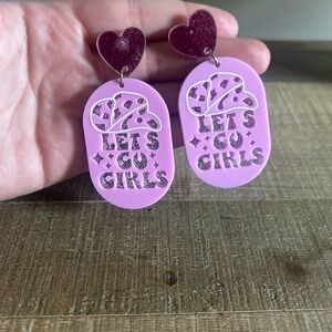Let’s Go Girls! Pink sparkly earrings